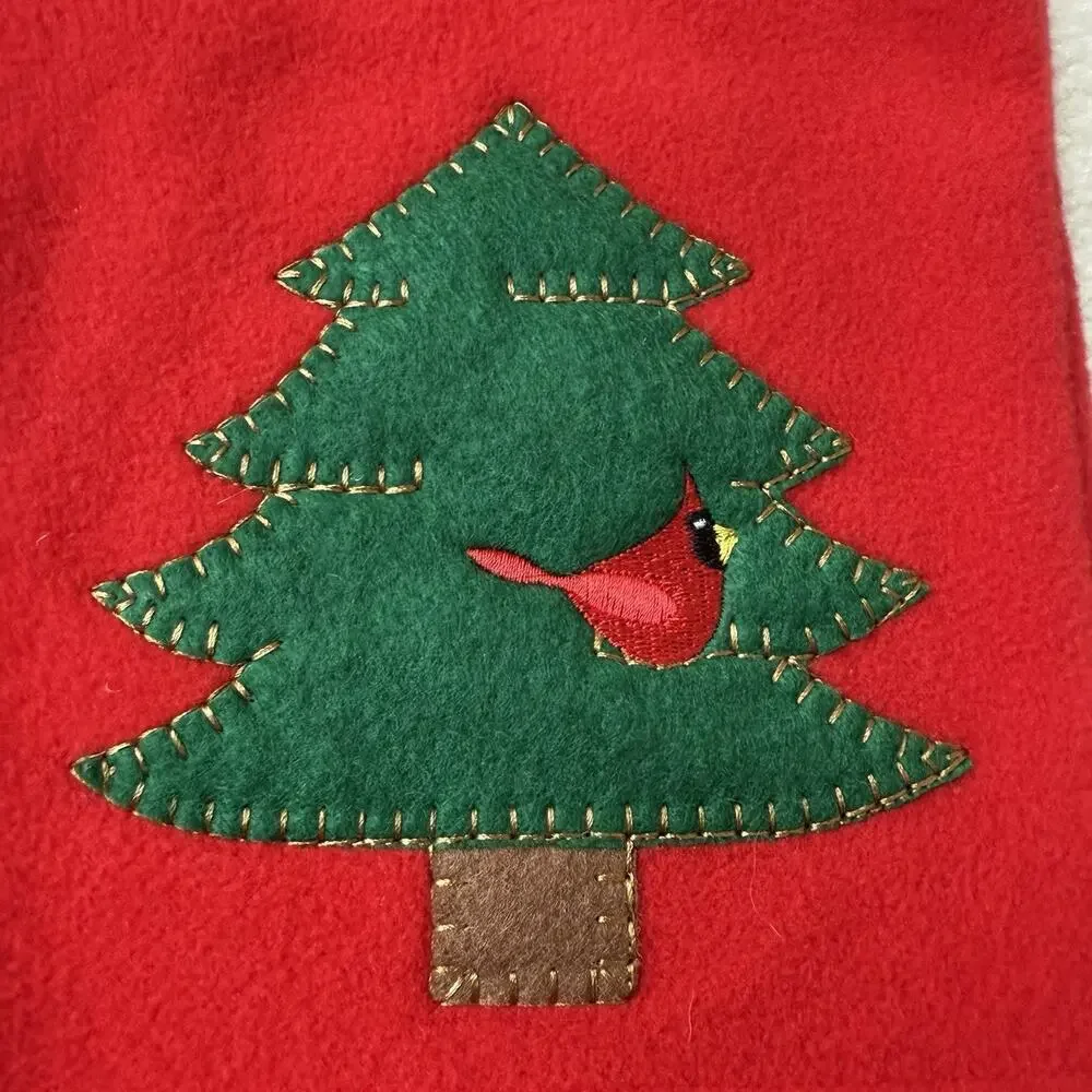 Red Christmas Bear Sledding Fleece Vest Boys 24M Applique Cardinal Tree Holiday